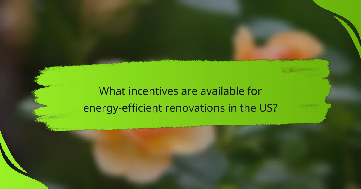 What incentives are available for energy-efficient renovations in the US?